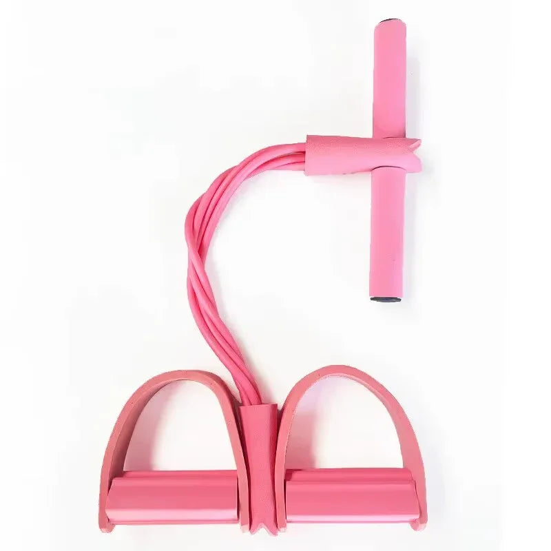 Praestus pink resistance band with ergonomic handles for high-performance strength training.