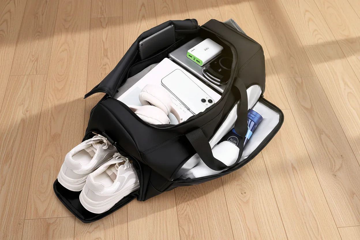 Urban Minimalist Men's Fitness Bag - Large Capacity Sports Training Shoulder Bag with Wet/Dry Separation for Travel