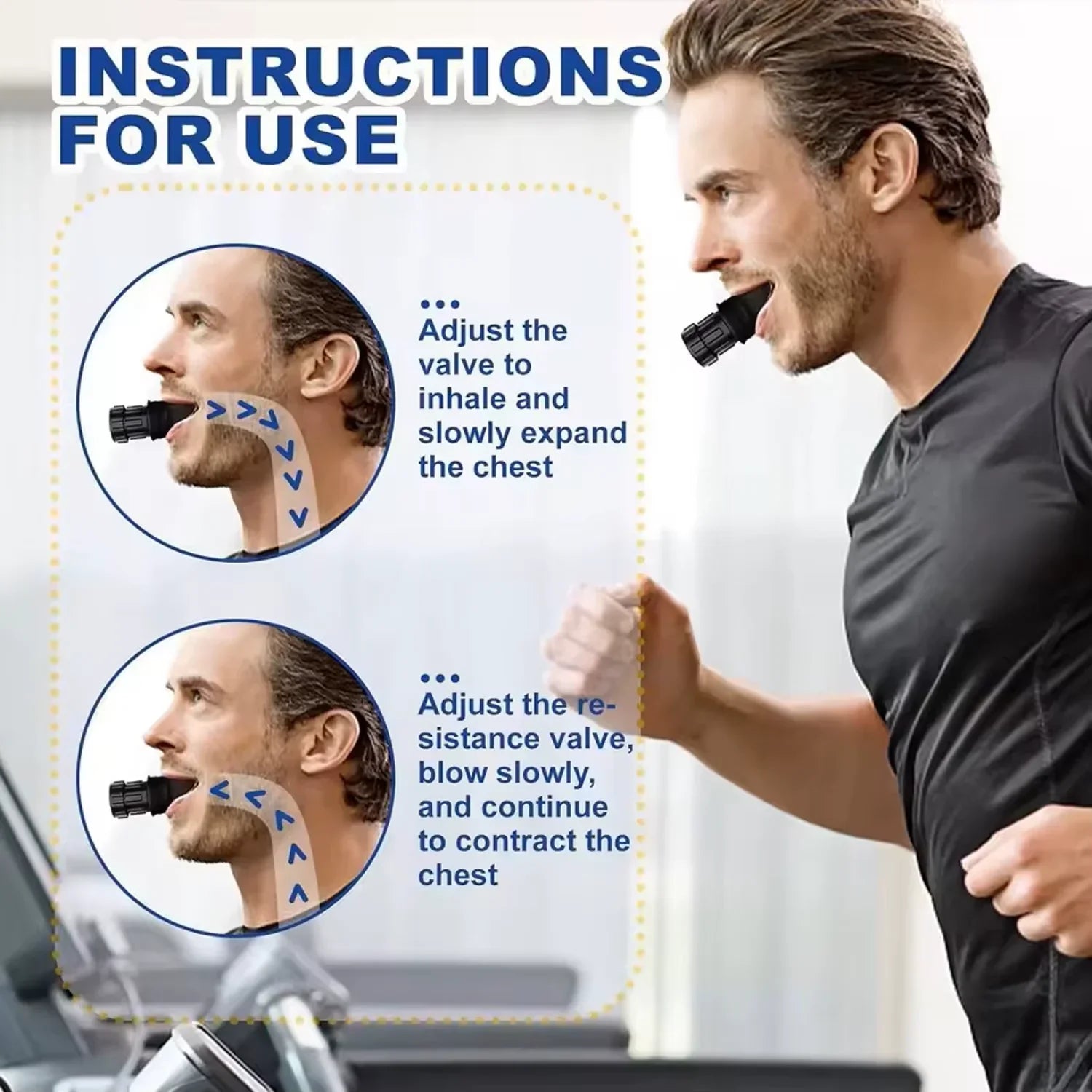 Breathing Trainer Lung Flexer Durable Fitness Exerciser Increases Lung Capacity Breath Adjustable Levels Respiratory Deep Breath