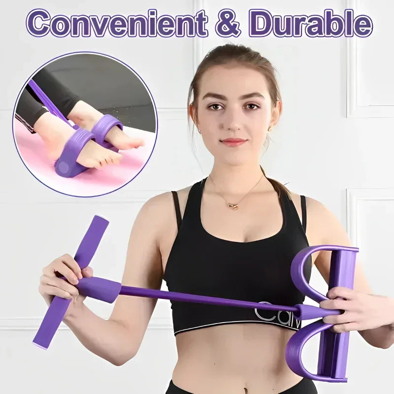 Praestus purple resistance band with foot straps for high-performance leg and glute training, sleek & durable design.