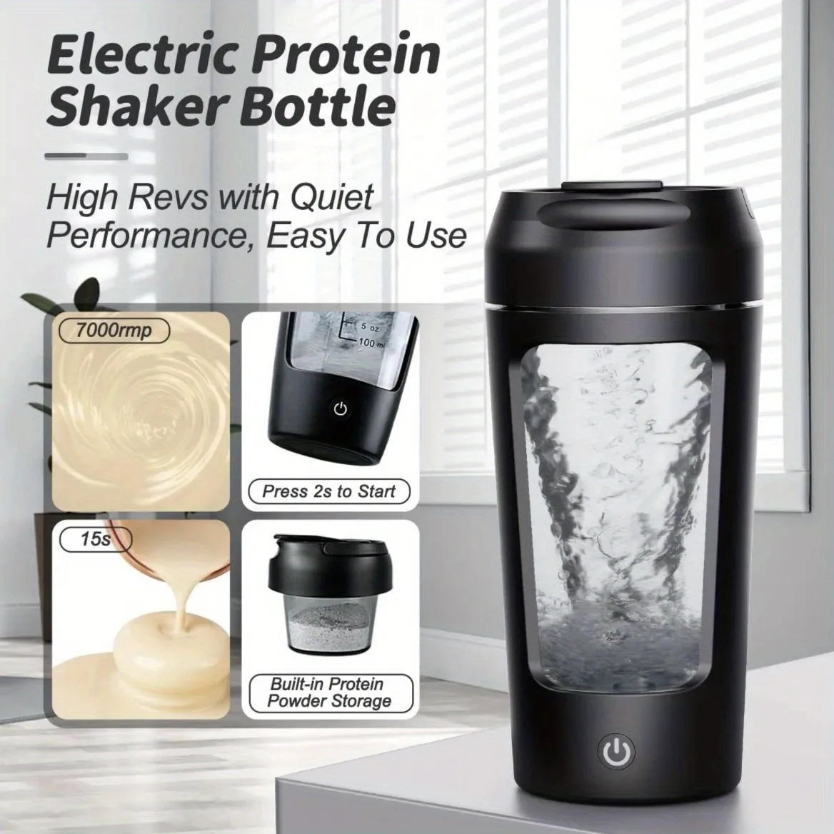 500ML Automatic Electric Protein Shaker Bottle - Perfect Mixer for Smoothies, Milk, Coffee & Gym on the Go!