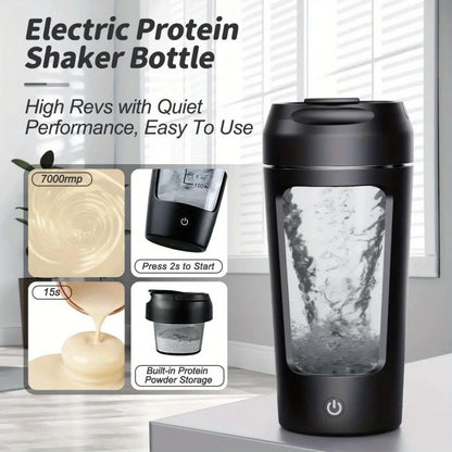 500ML Automatic Electric Protein Shaker Bottle - Perfect Mixer for Smoothies, Milk, Coffee & Gym on the Go!