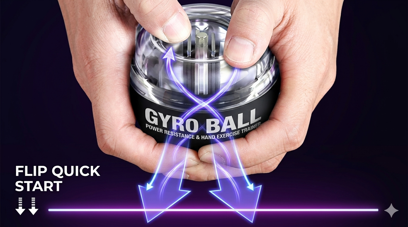 Gyro ball power resistance hand exercise trainer with flip quick start guide