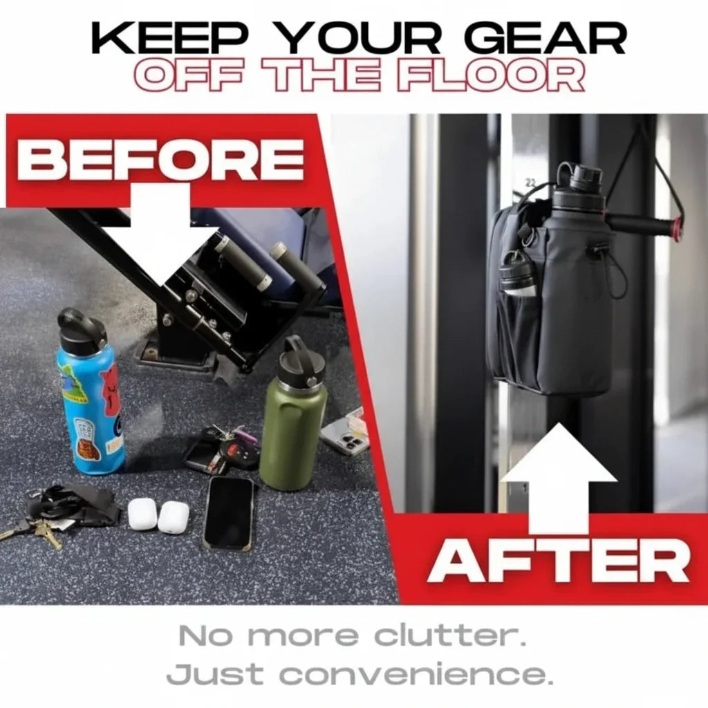 Magnetic Gym Bag  Carrier with Phone Pocket Portable Water Bottle Pouch Large