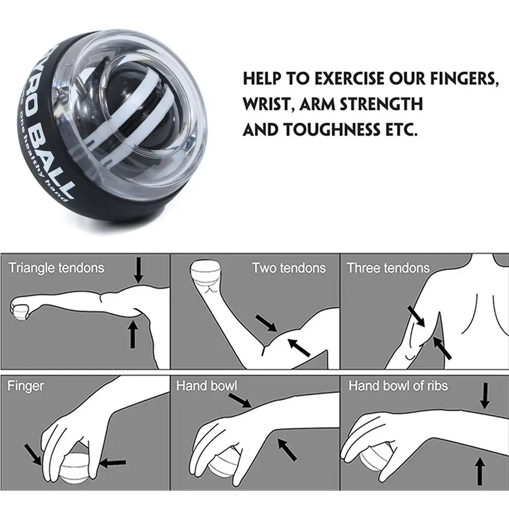 Self-Starting Wrist Gyro Ball Power Trainer Forearm Exerciser - Wrist Strengthening Device for Arm and Finger Muscle Training